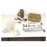 WWI and WWII Archive of Rations, Gas Mask Canister, Bag, etc.