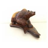 Medium Sized Wood Carved Grizzly Bear Sculpture