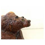 Medium Sized Wood Carved Grizzly Bear Sculpture