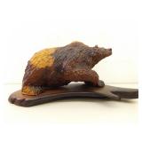 Medium Sized Wood Carved Grizzly Bear Sculpture