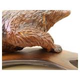 Medium Sized Wood Carved Grizzly Bear Sculpture