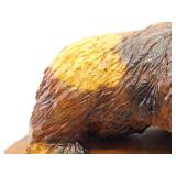 Medium Sized Wood Carved Grizzly Bear Sculpture