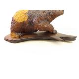 Medium Sized Wood Carved Grizzly Bear Sculpture