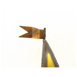 2 Mid Century Signed John Demott Brass on Marble Sailboat Sculptures