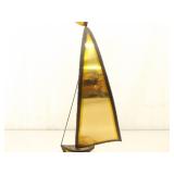 2 Mid Century Signed John Demott Brass on Marble Sailboat Sculptures
