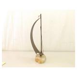 2 Mid Century Signed John Demott Brass on Marble Sailboat Sculptures