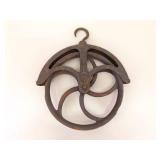 Lot of Antique Iron Pulleys, Scythe, etc.