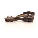 Lot of Antique Iron Pulleys, Scythe, etc.