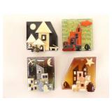 Lot of 4 VERY COLLECTIBLE "House Pins" by Lucinda Brooches