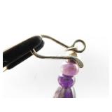 .925 Sterling Silver Clasp Faceted etc. 3 Strand Amethyst Bead Necklace