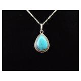 .925 Sterling Silver Howlite Cabochon Pendant Necklace
