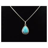 .925 Sterling Silver Howlite Cabochon Pendant Necklace