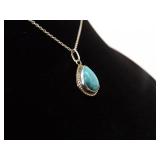 .925 Sterling Silver Howlite Cabochon Pendant Necklace