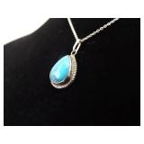 .925 Sterling Silver Howlite Cabochon Pendant Necklace