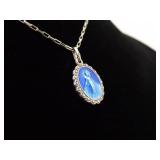 .925 Sterling Silver Heart Of Mother Mary Enamel Pendant Necklace