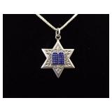 .925 Sterling Silver Star of David Torah Pendant Necklace