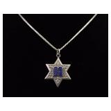 .925 Sterling Silver Star of David Torah Pendant Necklace