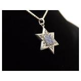 .925 Sterling Silver Star of David Torah Pendant Necklace