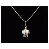 .925 Sterling Silver Articulated Turtle Pendant Necklace