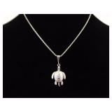 .925 Sterling Silver Articulated Turtle Pendant Necklace