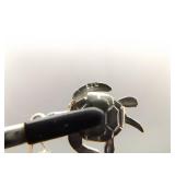 .925 Sterling Silver Articulated Turtle Pendant Necklace