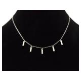 .925 Sterling Silver Drop Bar Necklace