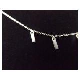 .925 Sterling Silver Drop Bar Necklace