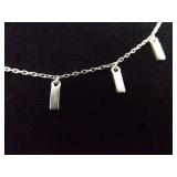 .925 Sterling Silver Drop Bar Necklace