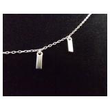 .925 Sterling Silver Drop Bar Necklace