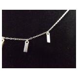 .925 Sterling Silver Drop Bar Necklace