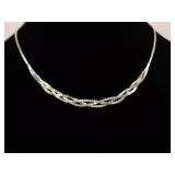 .925 Sterling Silver Double Strand Woven Snake Link Chain Necklace