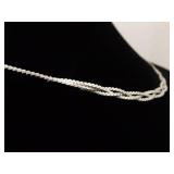 .925 Sterling Silver Double Strand Woven Snake Link Chain Necklace