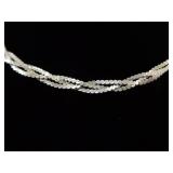 .925 Sterling Silver Double Strand Woven Snake Link Chain Necklace