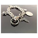 .925 Sterling Silver 7 Charm 7.5" Charm Bracelet