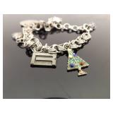 .925 Sterling Silver 7 Charm 7.5" Charm Bracelet