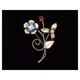 .925 Sterling Silver Vintage Flower Brooch