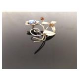 .925 Sterling Silver Vintage Flower Brooch
