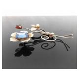 .925 Sterling Silver Vintage Flower Brooch