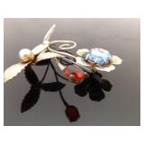 .925 Sterling Silver Vintage Flower Brooch