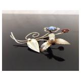 .925 Sterling Silver Vintage Flower Brooch