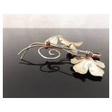 .925 Sterling Silver Vintage Flower Brooch
