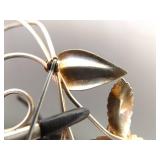 .925 Sterling Silver Vintage Flower Brooch