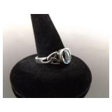 .925 Sterling Silver Oval Cut Topaz Celtic Knot Ring Size 7.75