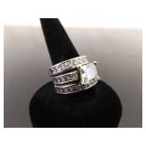 .925 Sterling Silver Zirconia Wedding 3 Ring Set Size 7