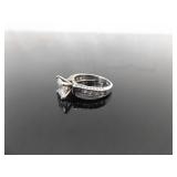 .925 Sterling Silver Zirconia Wedding 3 Ring Set Size 7