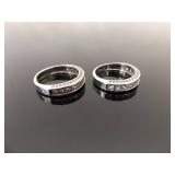 .925 Sterling Silver Zirconia Wedding 3 Ring Set Size 7