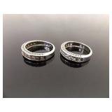 .925 Sterling Silver Zirconia Wedding 3 Ring Set Size 7