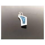 .925 Sterling Silver Enamel Blue Chip Artisan Hook Earrings
