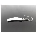 .925 Sterling Silver Enamel Blue Chip Artisan Hook Earrings