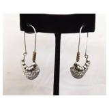 .925 Sterling Silver Artisan Designed Hook Latch Earrings
